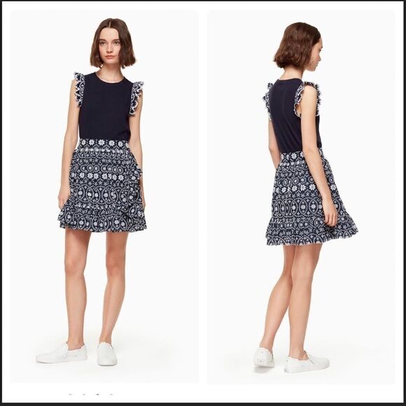 NWT KATE SPADE Shore Thing Eyelet Wrap Skirt SIZE 0 - Picture 2 of 13